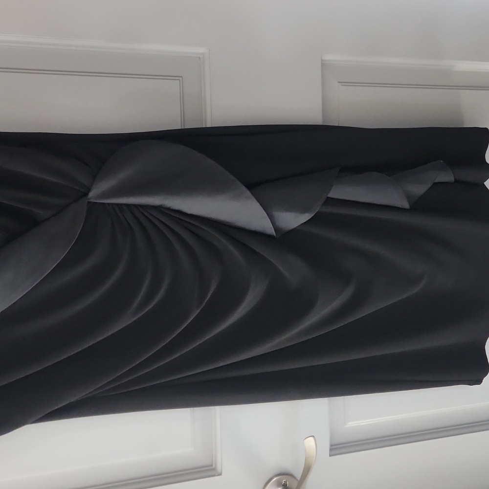 American Living Black Ruched Asymmetrical "Tuxedo" Dress Sz. 16 - Picture 8 of 10